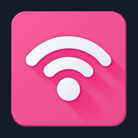 Wireless internet icon, full-color on a bright pink background. Vector illustrationのイラスト素材