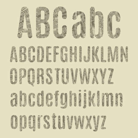 The letters of the Latin alphabet halftone texture with grunge effectのイラスト素材