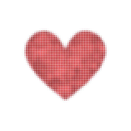 Red hearts with halftone effect isolated on white backgroundのイラスト素材