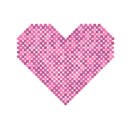Pink hearts with halftone effect isolated on white backgroundのイラスト素材