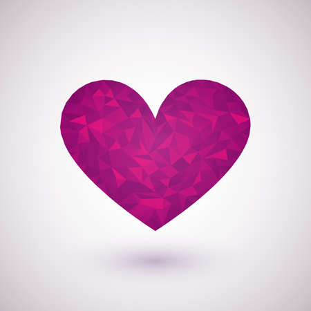 Abstract bright pink polygonal heart, Love symbol for Valentines dayのイラスト素材