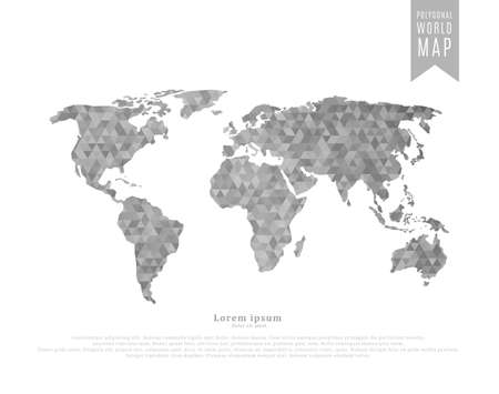 World map made of monochrome mosaic of polygonalのイラスト素材