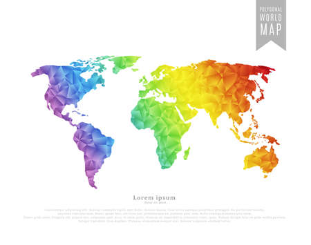 World map made of full-color mosaic of polygonalのイラスト素材