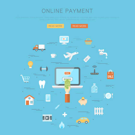 Online payment concept, flat web design banner
