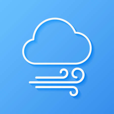 Icon weather wind and cloud on a blue background
