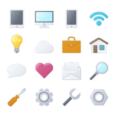 Set of color universal icons for web and mobile appsのイラスト素材