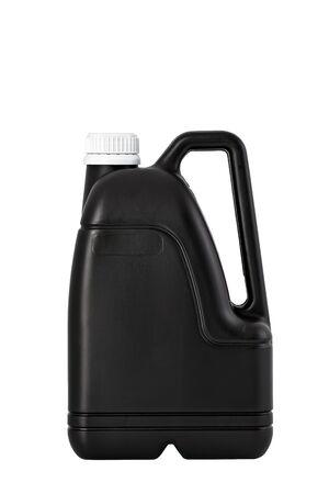 Black plastic canister isolated on  white background の写真素材