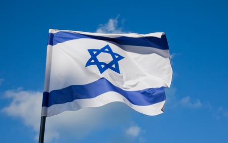 Flag of Israel, depicts a blue Star of David on a white background, between two horizontal blue...