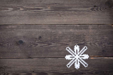 Christmas decoration with paper snowflake  - copy spaceの写真素材