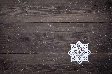 Christmas decoration with paper snowflake  - copy spaceの写真素材