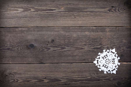 Christmas decoration with paper snowflake  - copy spaceの写真素材