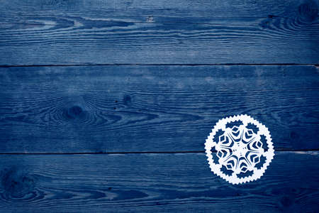 Christmas decoration with paper snowflake  - copy spaceの写真素材