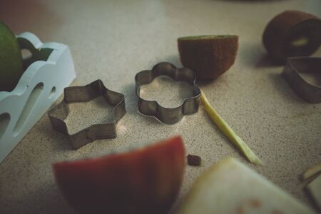 Process of cookingÂ cake with fresh fruitsの写真素材