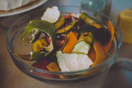 garbage peel from fruit. Tangerines, pomegranates, persimmons.の写真素材