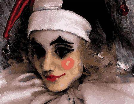 Artistic image of harlequin doll. Beautiful joker girl. vector art.のイラスト素材