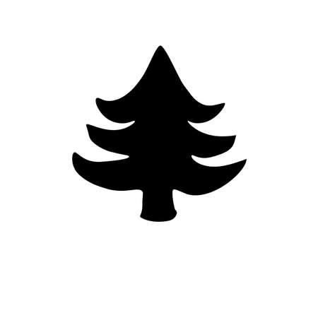 A simple spruce tree on a white background, a vector image of a Christmas tree. Black scribbles on a white backgroundのイラスト素材