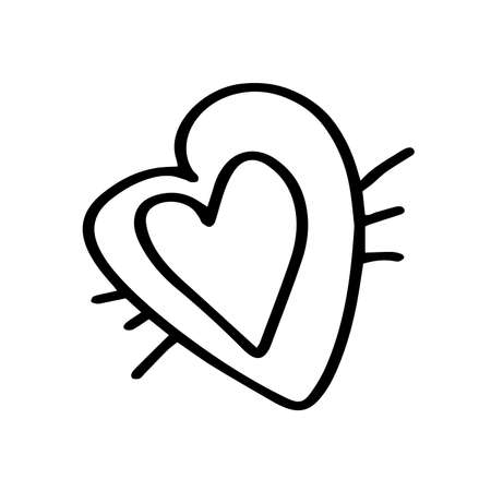 Funny doodle hearts with moustaches. Symbol of Love. Hand made scribblesのイラスト素材