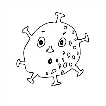 Painted monster virus, hand drawn corona virus hand drawn funny, doodle illustration vector isolatedのイラスト素材