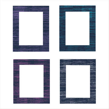 Set of color frames for photos and pictures. Purple, blue color vector illustration. frame texture backgroundのイラスト素材