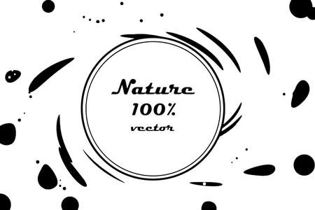 Black white circle grunge splash vintage retro. Company logo design vector icon template. nature frame.のイラスト素材