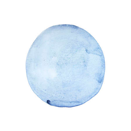 Blue watercolor paint circle with sequins isolated on white backgroundの写真素材