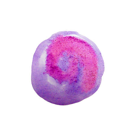 Pink watercolor round paint circle with sequins isolated on white backgroundの写真素材