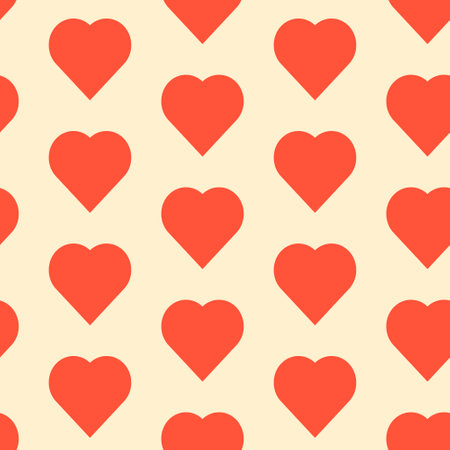 Red hearts seamless pattern. Valentines day background. Romantic creamy background for textile,...