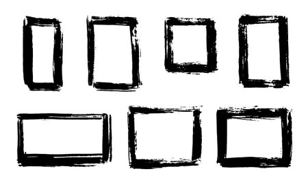 Grunge square frames set. Blank shapes for Banners, Insignias , Logos, Icons, Labels. Vector distress textures.のイラスト素材