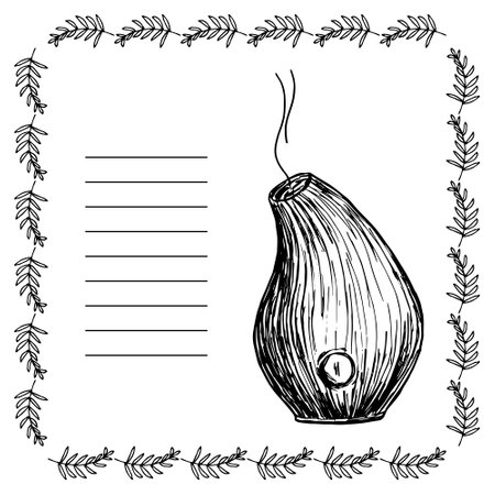 Home incense, aroma diffuser. Card of Aromatherapy product Vector illustration. Template for description diffusor. Cozy eco design for incense.のイラスト素材