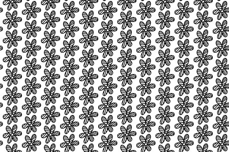 Monochrome seamless floral pattern. Striped flowers, Outline drawing. Symbol of spring. Tropical background hand-drawn of paradise flowers.のイラスト素材