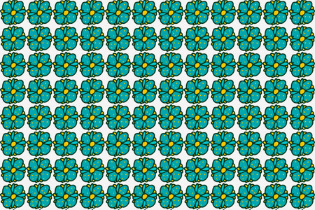 Turquoise seamless floral pattern. Bizarre flowers, Outline drawing. Symbol of spring. Tropical background hand-drawn of paradise flowers.のイラスト素材
