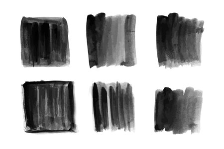 Grunge square frames set. Black shaded shapes for Banners, Logos, Icons, Labels. Vector distress textures.のイラスト素材