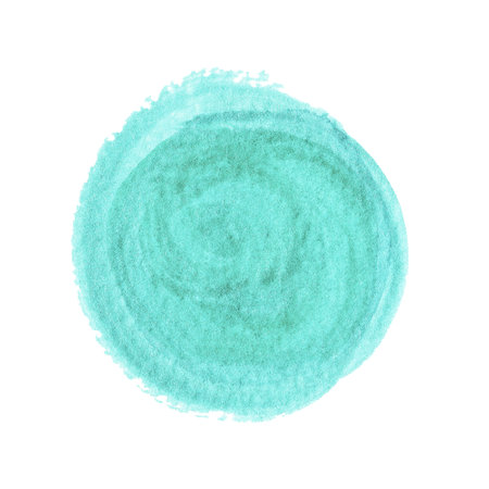 Round pearl blue spot of paint, abstract watercolor background. Simple textured circle painted with paint for design.の写真素材