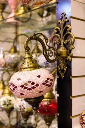 Traditional handmade turkish lamp in souvenir shopのeditorial素材