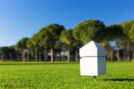 Marker at a teeing ground of a golf courseの写真素材