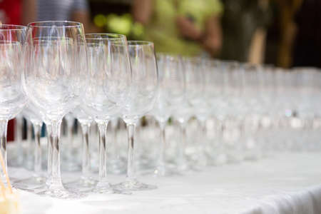 Glasses ready for wine tasting. Horizontalの写真素材