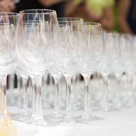 Glasses ready for wine tasting. Square