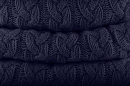 Evening Blue. Pantone fashion colors autumn-winter 2019-2020 knits pile. Warm cozy home and fashion colors concept. Horizontalの写真素材