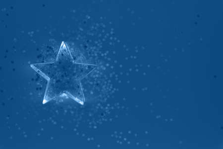 Flatlay with star cookie cutter and snowflake sprinkles on blue background. Holiday, Christmas and New Year concept. Cozy homey details. Horizontalの写真素材