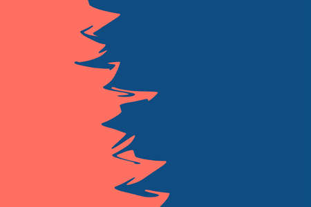 Double color blue and coral modern flat lay backgound. Top view, flat lay. Horizontalの写真素材