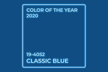 Classic blue background with color title and number details glowing in neon. Horizontalの写真素材