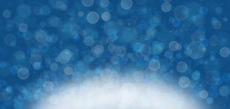 Bokeh on classic blue holiday background. Horizontal wide screen banner formatの写真素材