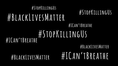 I Cant Breathe, Stop Killing Us and Black Lives Matter wording on black drop. Antiracism and equality movement concept. Wide screen banner formatの写真素材