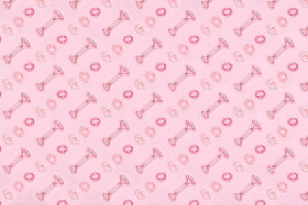 Pattern of jade roller and pink hair accessories. Beauty and self care, time for self, girly time concept. Place for textの写真素材