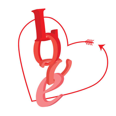a chain of letters LOVE with the arrowのイラスト素材