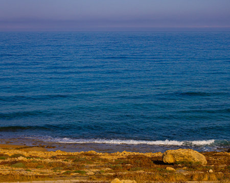 Morning at Mediterranean sea in Cyprusの写真素材