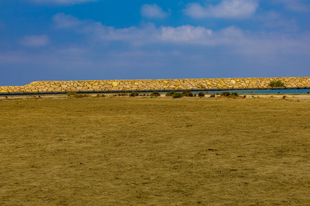 Sand beach near Alaminos Harbor in Cyprusの写真素材