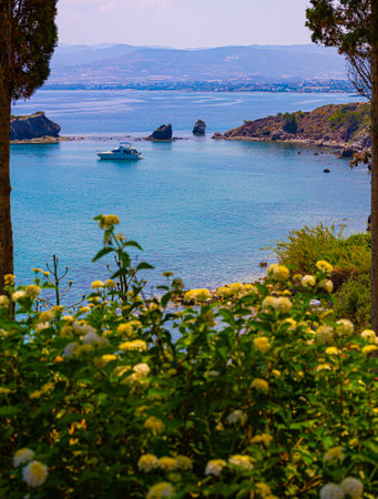 The Aphrodite's beach in Akamas peninsula in Cyprusの写真素材