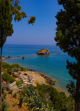 The Aphrodite's beach in Akamas peninsula in Cyprusの写真素材