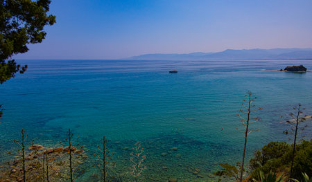 The Aphrodite's beach in Akamas peninsula in Cyprusの写真素材